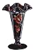 Fenton Art Glass - 7'' Pomegranates on Black Trumpet Vase
