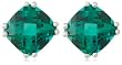 10k Choice of White or Yellow Gold, May Birthstone, Created-Emerald Earrings