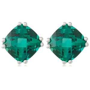 Buy 10k Choice of White or Yellow Gold, May Birthstone, Created-Emerald Earrings by Amazon.com Collection