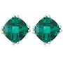 10k Choice of White or Yellow Gold, May Birthstone, Created-Emerald Earrings