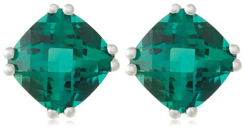 Buy 10k Choice of White or Yellow Gold, May Birthstone, Created-Emerald Earrings by Amazon.com Collection