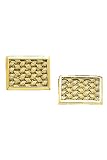 14k Gold Cufflinks - Solid 14k Gold Rectangle Shine and Woven Cufflinks