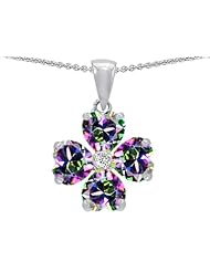 Celtic Love by Kelly 6mm Heart Shape Mystic Topaz Lucky Clover Pendant in .925 Sterling Silver