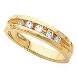 18K Yellow Gold Diamond Wedding Band Duo - Lady's Ring - 0.16 Ct.