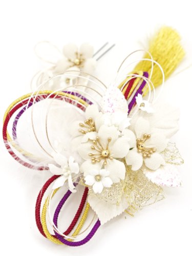 髪飾り2個セット 花 桜 レース 羽 水引 組紐 房飾り [成人式/振袖/卒業式/袴/浴衣/夏着物/和装]