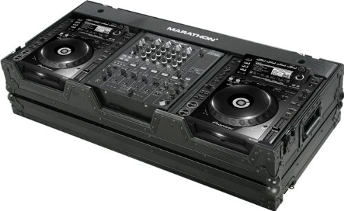 Marathon MA-CDJ2K12Wblk Black Series Coffin Holds 2 X Large Format CD Players with Low Profile Wheels