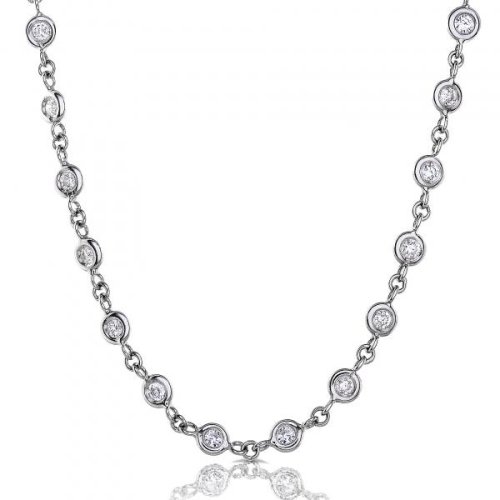 One of a Kind 14k White Gold 3.00cttw Round Brilliant Diamond Necklace, 30-Inch Diamonds By The Yard