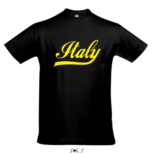 T-Shirt Italien Oldschool Italy LÄNDERSHIRT EM / WM FAN Trikot S-XXL , Deep black – gelb , S