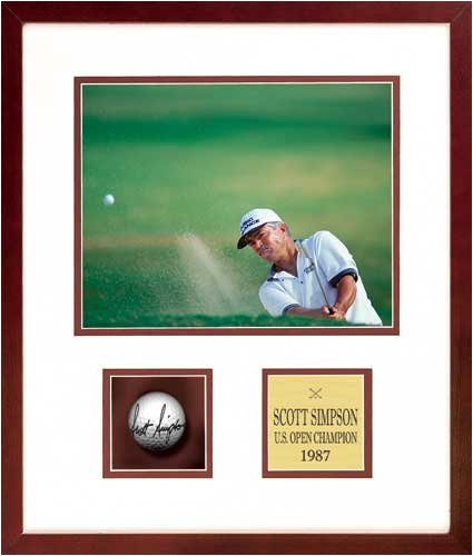 Scott Simpson Framed Autographed Golf Ball with 8x10 Photograph