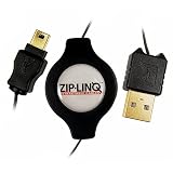 Zip-Linq 30 inch Retractable Handheld Sync-N-Charge Cable For Blackberry