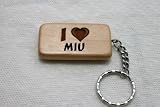 I Love Miu Wooden Keychain
