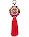 QTMY Big Pom Pom Beaded Tassel Boho Long Bag Pendant Charm Keyring Keychain for Women Purse Handbag Decor