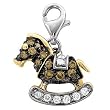 14K Two-Tone Gold Brown and White Diamond Rocking Horse Charm