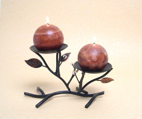 Double Metal Candle-holder with and Leaves