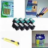 Great value !!! 8-pk HP 92 C9362WN & HP 93 C9361WN + 12 digit calculator + 5 ball pen + cutter, snap off, + 4-pk AA batteries, great Value........!!!!... for printers Compatible Remanufactured Combo Pack - 4 Black & 4 Color Ink Cartridges HP Deskjet 5420, HP Deskjet 5420v, HP Deskjet 5440, HP Deskjet 5440v, HP Deskjet 5440xi, HP Deskjet 5442, HP Deskjet 5443, HP PhotoSmart C3125, HP PhotoSmart C3135, HP PhotoSmart C3140, HP PhotoSmart C3150, HP PhotoSmart 3170, HP PhotoSmart 3173, HP PhotoSmart 7850, HP PhotoSmart C3100, HP PhotoSmart C3175, HP PhotoSmart C3180, HP PhotoSmart C3183, HP PhotoSmart C3188, HP PhotoSmart C3190, HP PhotoSmart C3193, HP PhotoSmart C3194, HP PSC 1507, HP PSC 1510, HP PSC 1510v