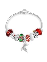 Bling Jewelry Silver Rudolph Reindeer Nana Christmas Charm Bracelet