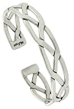 Sterling Silver 3-row Celtic Braid Wire Cuff Bangle Bracelet 10 mm (3/8 in.) wide