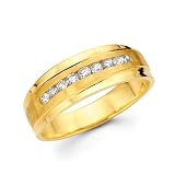 14K Yellow Gold Round Diamond Men's Couple Wedding Ring Band (3/8 ctw., GH Color, SI Clarity)