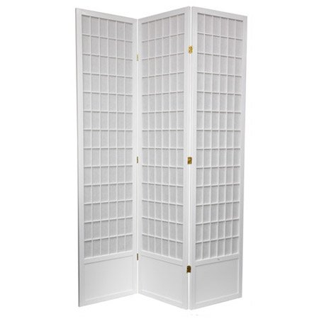 7 Feet Tall Window Pane Shoji Screen in White Number of Panels: 3