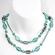 Turquoise and Silver Bead Necklace and Earrings