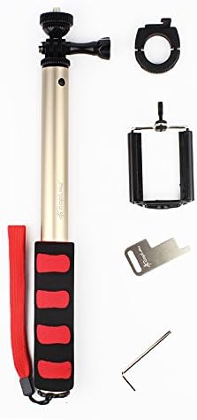 Telescopic Remote Wifi Selfie Handheld Monopod Self-portrait Photography Stick +Spanner Wrench+adapter for cellphone +Remote Wifi install tool for Gopro Hero 2 3 3+ 4 (Gold)