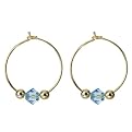 Kids? Sterling Silver Wire Hoop With Blue Bead Earrings - Gold