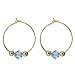 Kids? Sterling Silver Wire Hoop With Blue Bead Earrings - Gold