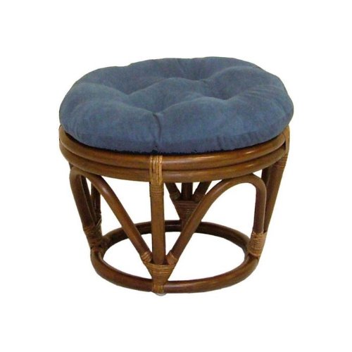 Rattan Papasan Footstool with Microsuede Cushion