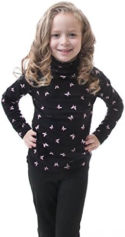Emma's Mode Kids' Stretch Butterfly Patterned Winter Turtleneck Top SG-002KTT-05-7