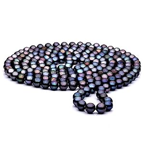 10-11mm Black Freshwater Pearl Necklace 60 inch by