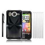 HTC DESIRE HD SCHUTZHUELLE METALL-SHOCK ALUMINIUM UND PLASTIC HÜLLE IN SCHWARZ + 6 x DISPLAYSCHUTZFOLIE + STYLUS STIFT