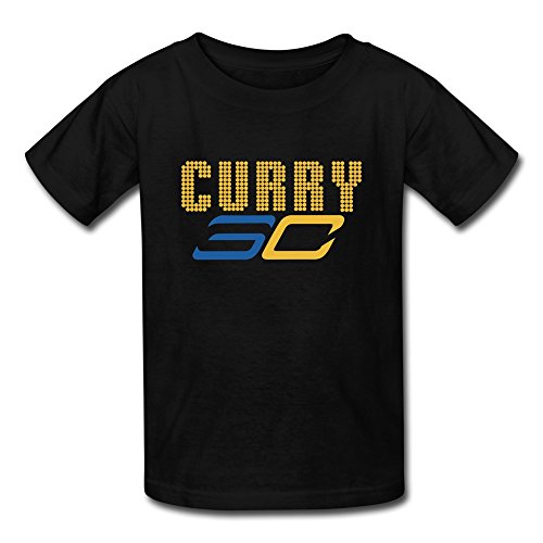 Youth's Basketball Star Stephen Curry #30 SC Logo T-shirts Black