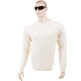 Thug or Angel Men's Jet Black collection, cream crew neck knitted jumper. JBLK3916