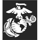 12 Die Cut Vinyl White USMC Marine Corps Eagle Globe & Anchor Car Decal Window... 