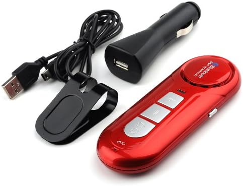 VicTec Bluetooth 3.0 EDR Car Multipoint Speakerphone For iPhone 4 4S 5S 5C Galaxy S3 S4 S5 Note II III HTC ONE M7 M8 With Handsfree In-Car Kit Visor Clip Enclosed - Red