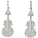 Heirloom Finds Music Violin Cello Bass Earrings Crystal Silver Tone for Musician