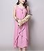 FEESON Women's Casual Double Layers Irregular Loose Sleeveless Cotton Linen Dress Pink