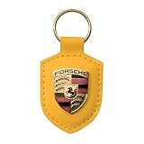Porsche Crest Yellow Leather Key Chain