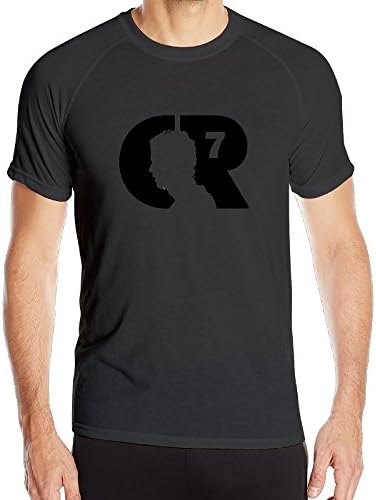 Men's Cristiano Ronaldo CR7 Football Player Sport Quick Dry Short Sleeves T-Shirt Black US Size M