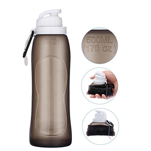Magicooler 550ml/20floz Silicone Collapsible Squeezable Water Bottle, Pocket Size Best For Hiking / Jogging /Camping /working out and Daily (Grey)