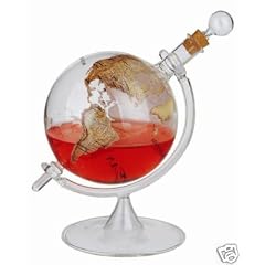 Cognac - Lik�r - Weinbrand - Whisky Glas Caraffe . Karaffe mit Globus , Weltkugel Aufdruck