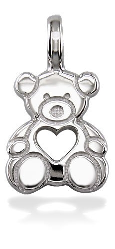 Medium Size Sterling Silver Bear with Open Heart Picture