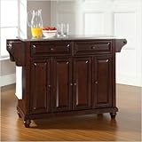 Crosley Furniture Cambridge Stainless Steel Top Mahogany Kitchen Island