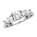14K White Gold 1 ct. Round and Baguette Cut Diamond Engagement Set