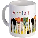 ARTIST - an Original Art by Tracey Print of Paint Brushes on a Coffee Cup Mug Artwork by Tracey