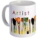 ARTIST - an Original Art by Tracey Print of Paint Brushes on an 11oz Ceramic Coffee Cup Mug Artwork by Tracey