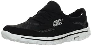 Skechers Women's Go Walk 2-Stance Fashion Sneaker,Black White,8.5 M US