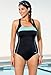 Aquabelle Women's Plus Size Lycra Mint Border Cross Back Swimsuit