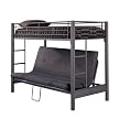 Black Text 3" T/Futon Bunk with futon sofa: 80-1/2" x 43" x 65-3/8"H, with futon bed: 80-1/2" x 54-1/4" x 65-3/8"H