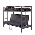 Black Text 3" T/Futon Bunk with futon sofa: 80-1/2" x 43" x 65-3/8"H, with futon bed: 80-1/2" x 54-1/4" x 65-3/8"H